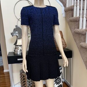 Proenza Schouler Blue and Black Puff Sleeve Sheath Dress